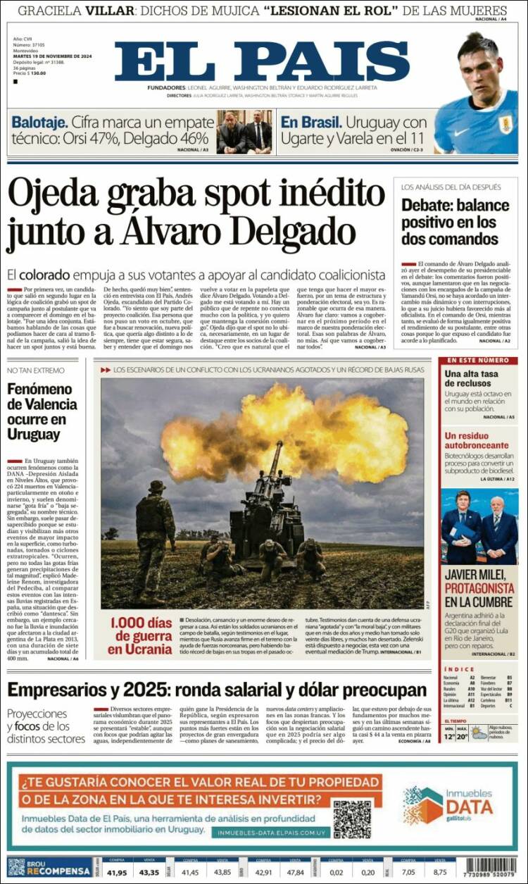 Portada de El País (Uruguay)