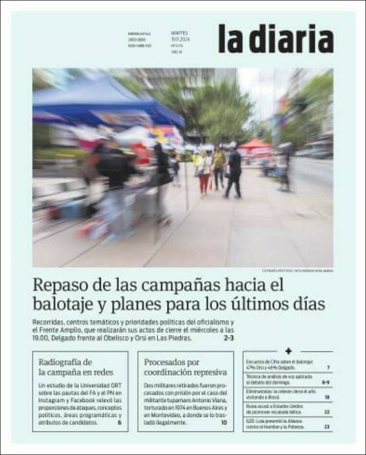 Portada de La Diaria (Uruguay)