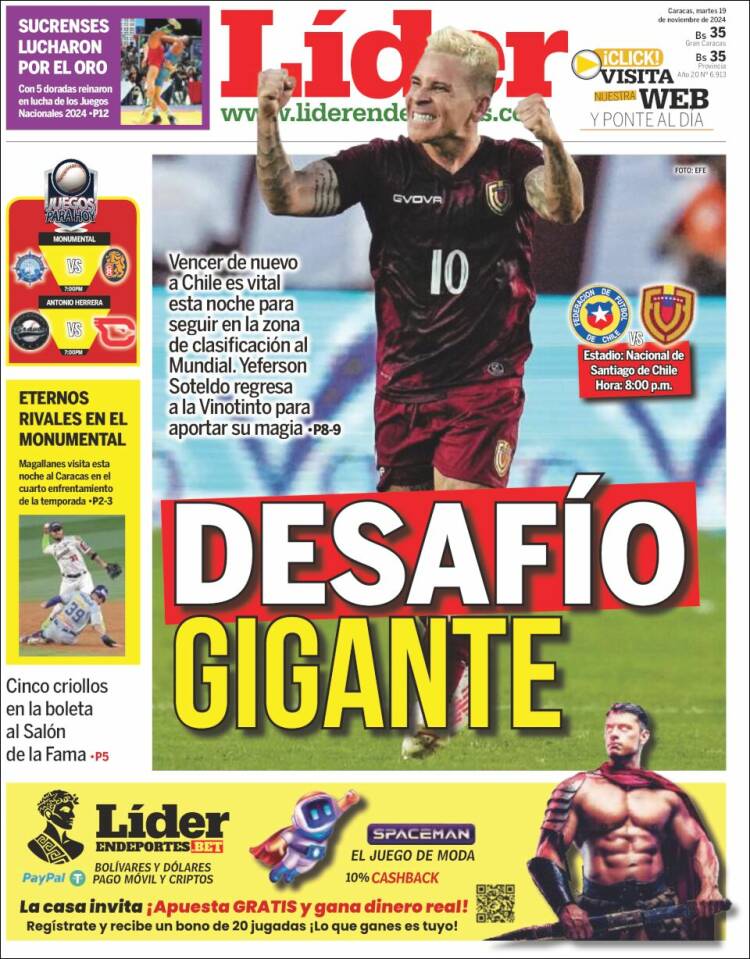 Portada de Lider en deportes (Venezuela)