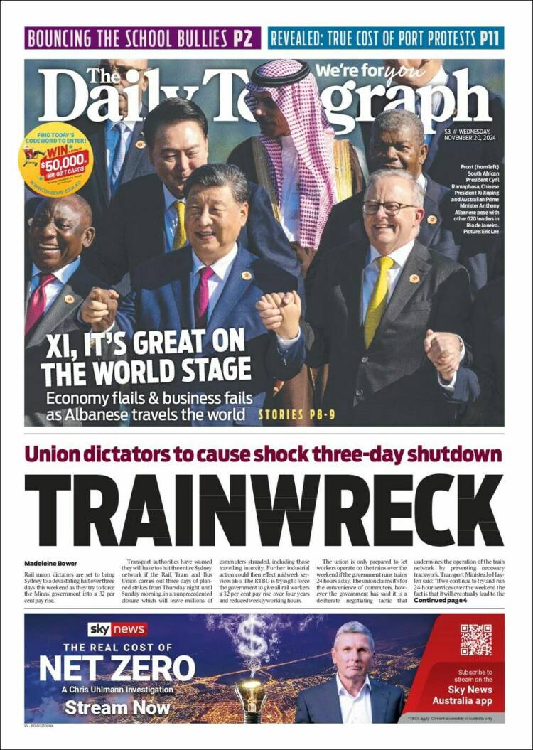 Portada de The Daily Telegraph (Australia)