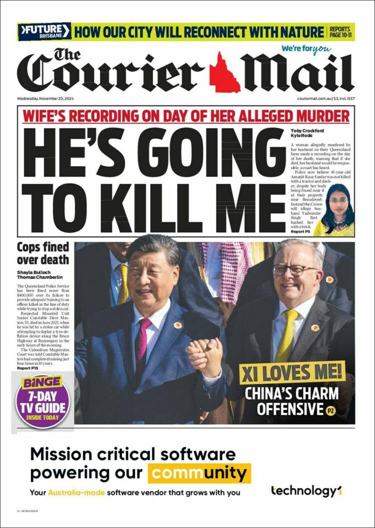 Portada de The Courier-Mail (Australia)
