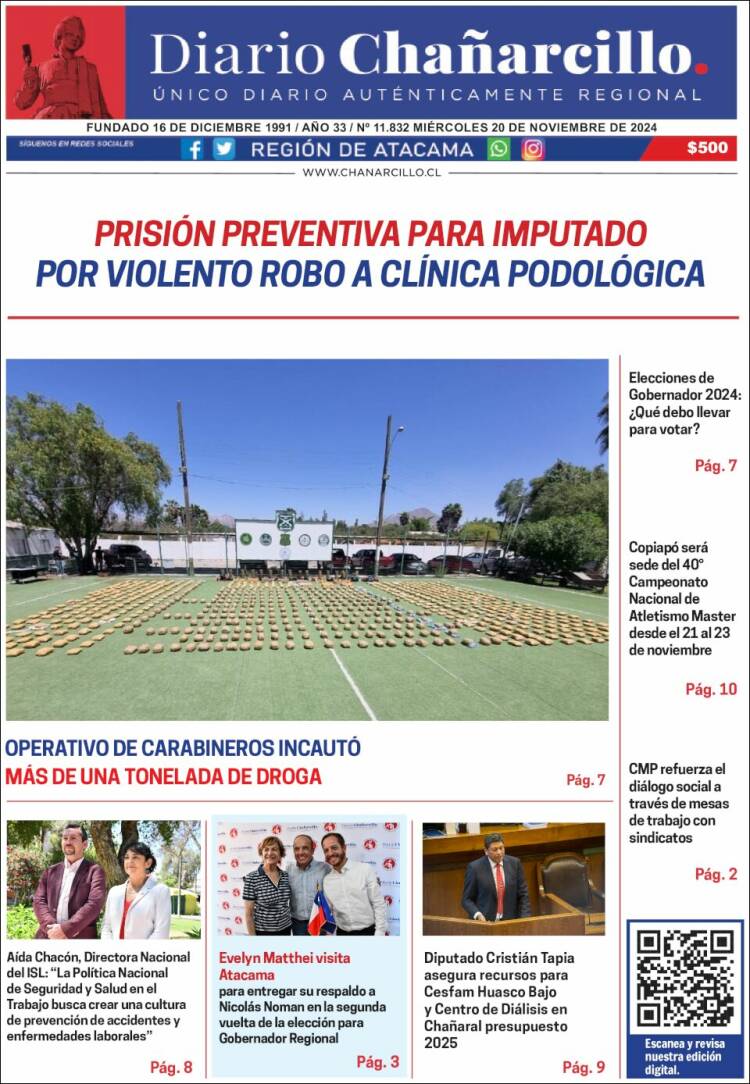Portada de Diario Chañarcillo (Chile)