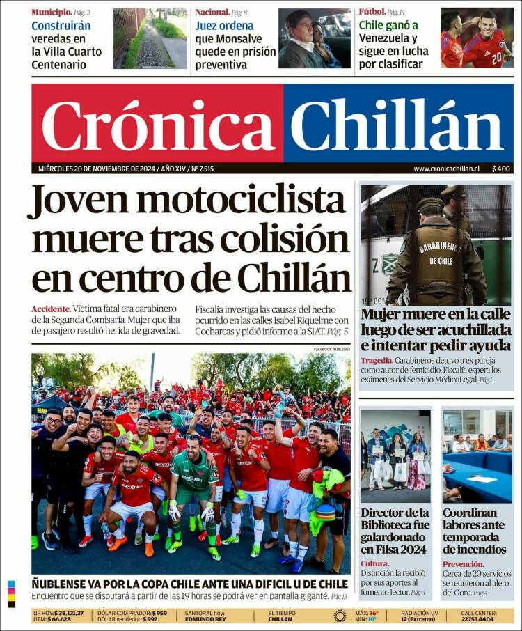 Portada de Crónica Chillán (Chile)