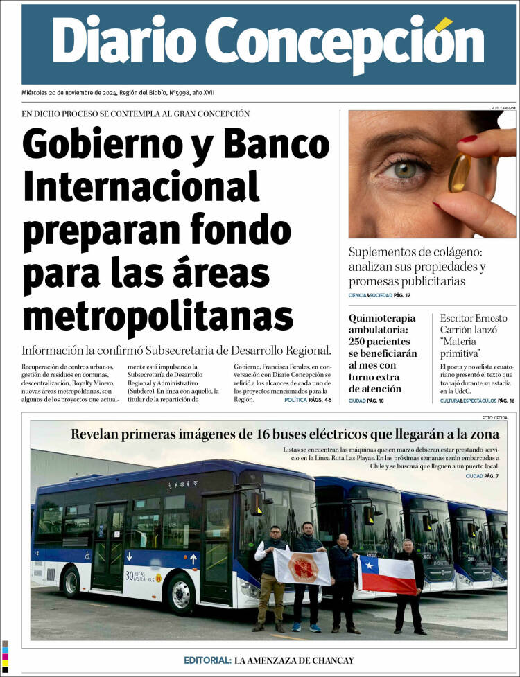 Portada de Diario de Concepción (Chili)