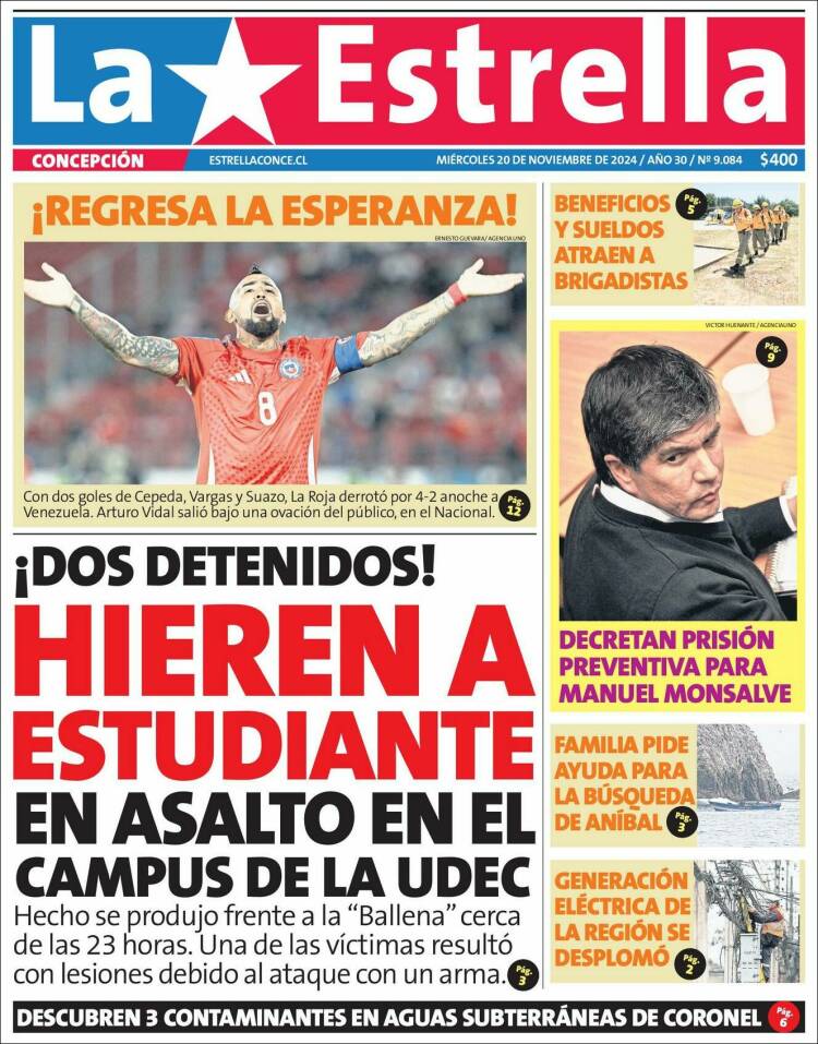 Portada de La Estrella de Concepción (Chile)