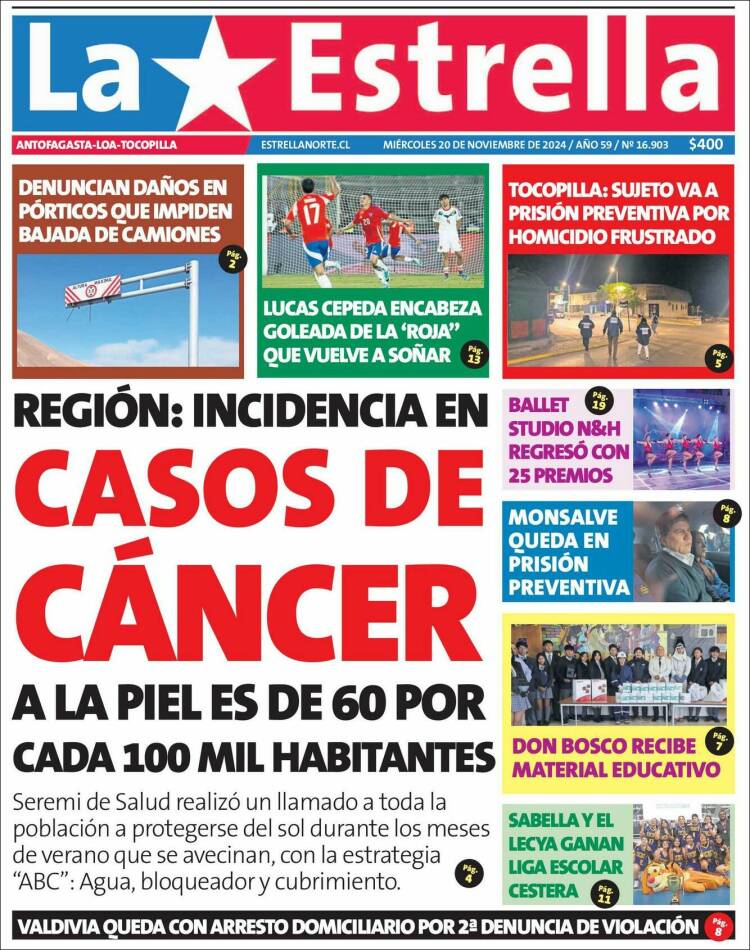 Portada de La Estrella del Norte (Chile)