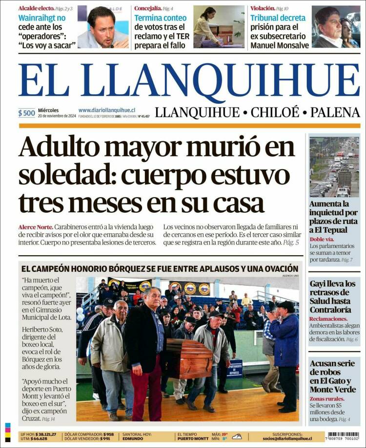 Portada de El Llanquihue (Chile)