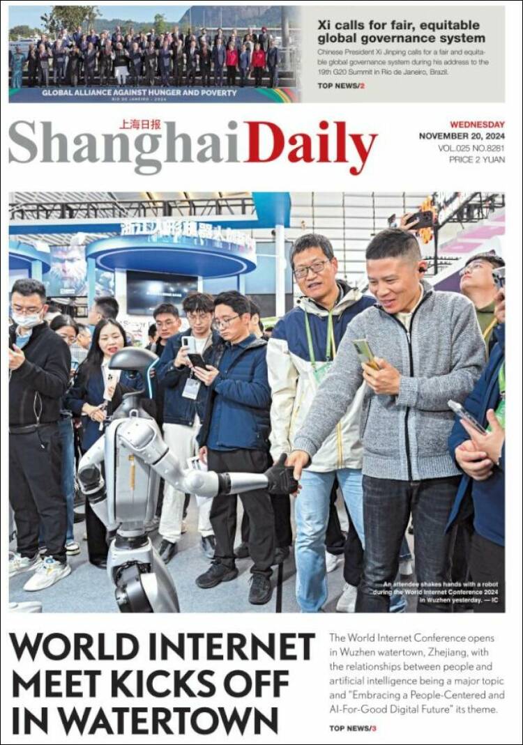 Portada de Shanghai Daily (China)