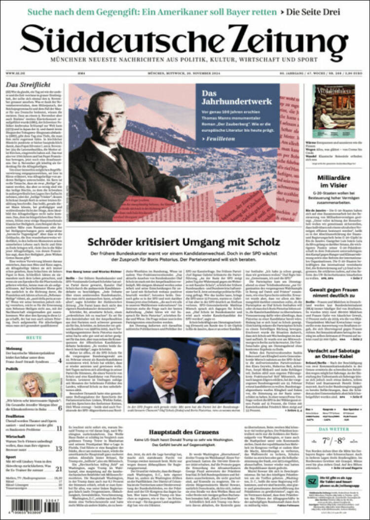 Portada de Sueddeutsche (Alemania)