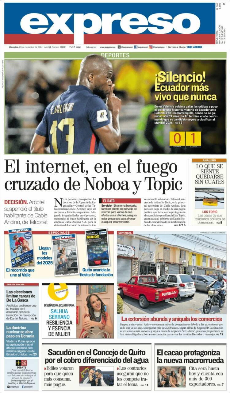 Portada de Expreso (Équateur)