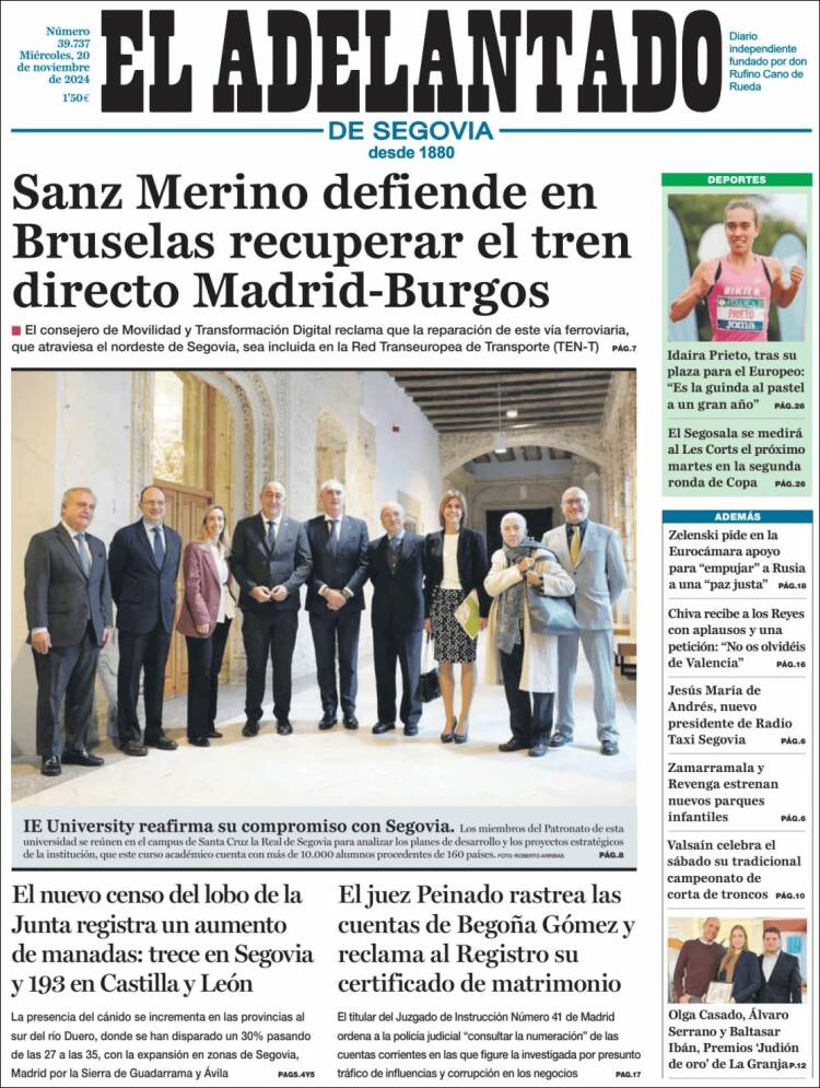 Portada de El Adelantado de Segovia (España)