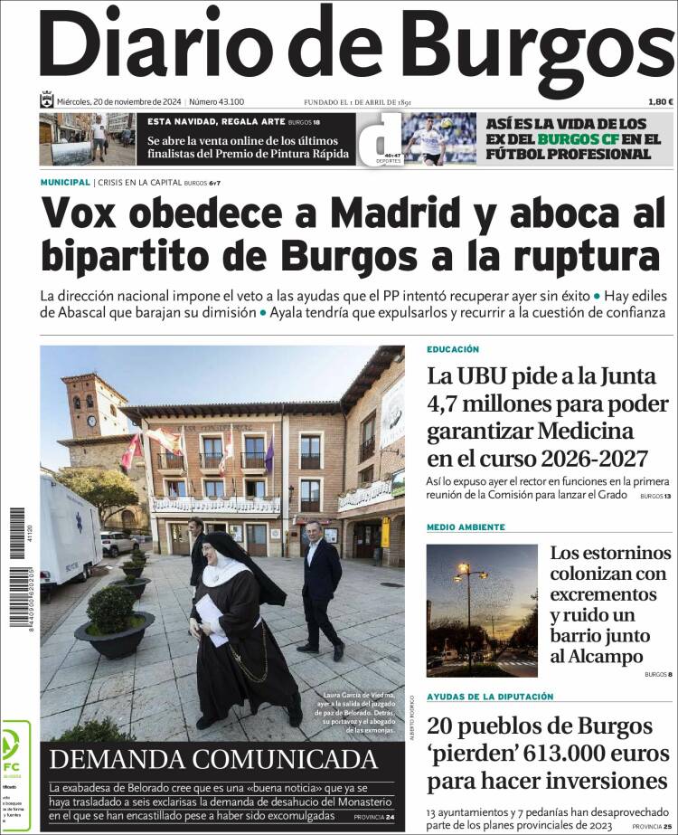 Portada de Diario de Burgos (España)