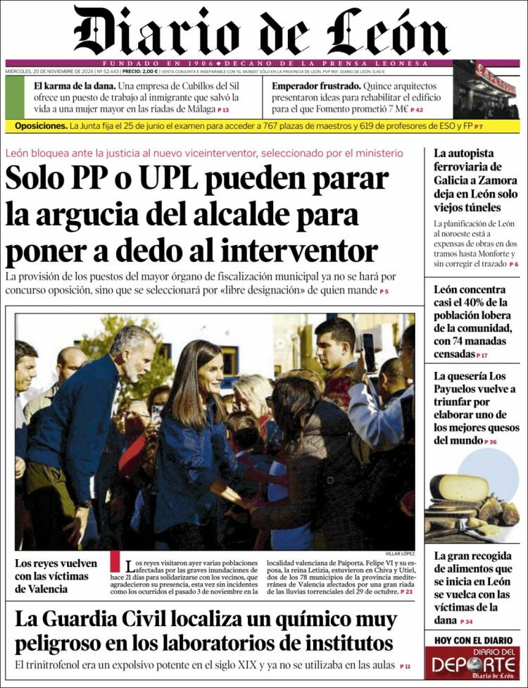 Portada de Diario de León (España)