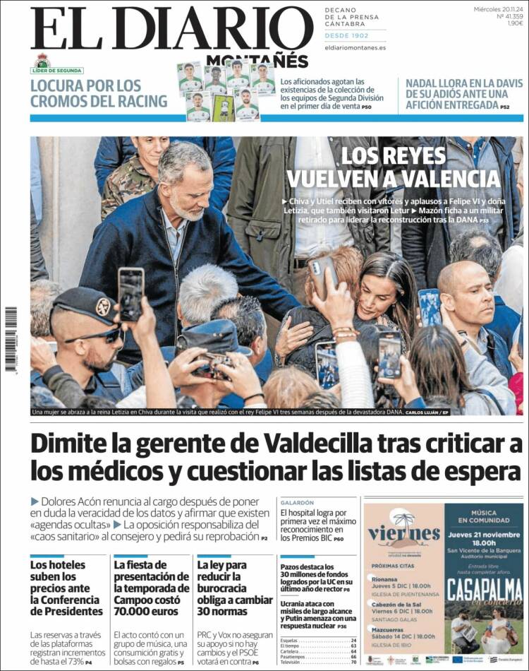 Portada de El Diario Montañés (España)