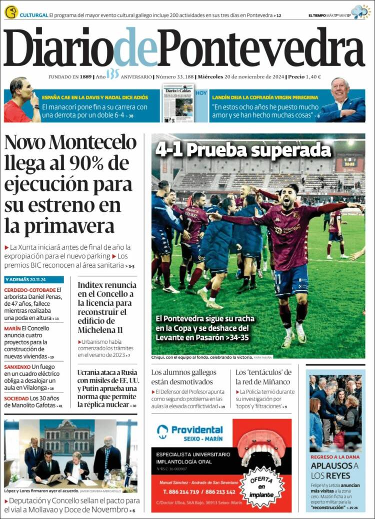 Portada de Diario de Pontevedra (España)