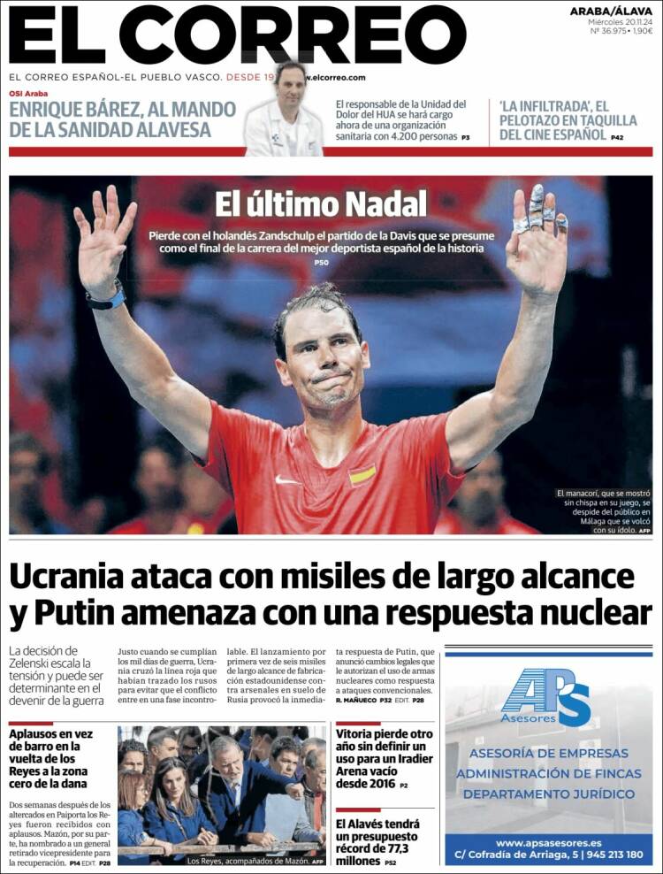 Portada de El Correo - Álava (España)