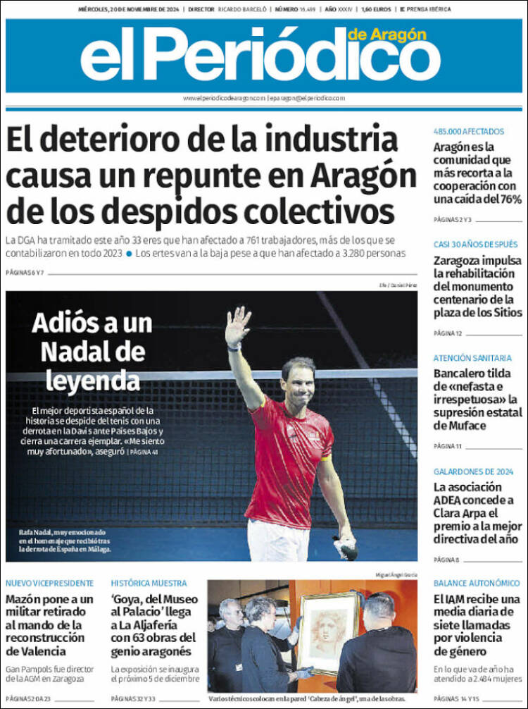Portada de El Periódico de Aragón (España)