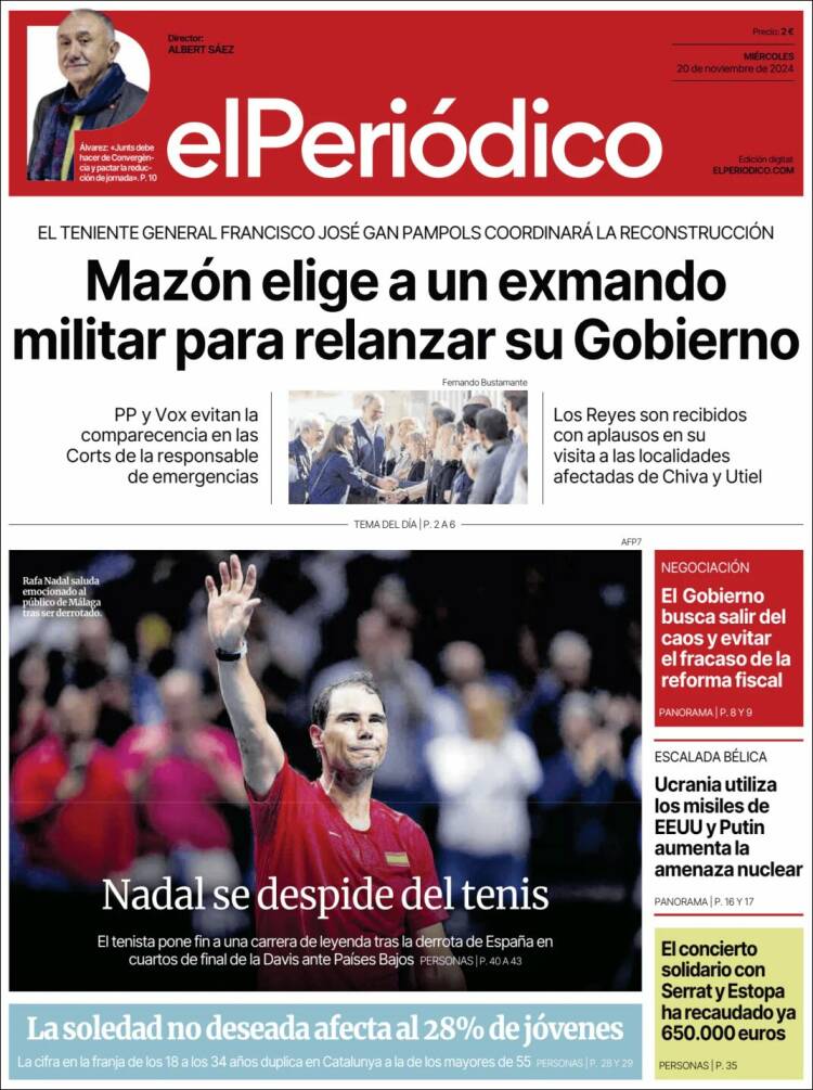 Portada de El Periódico de Catalunya (España)
