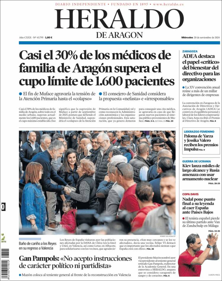 Portada de Heraldo de Aragón (España)