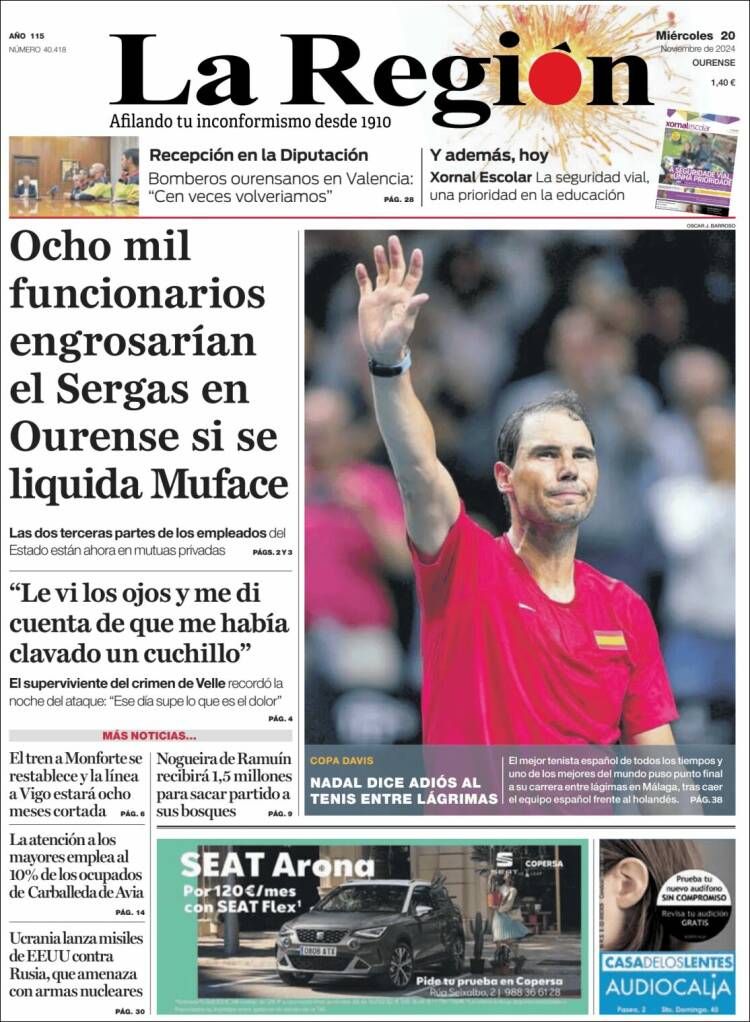 Portada de La Región de Ourense (España)