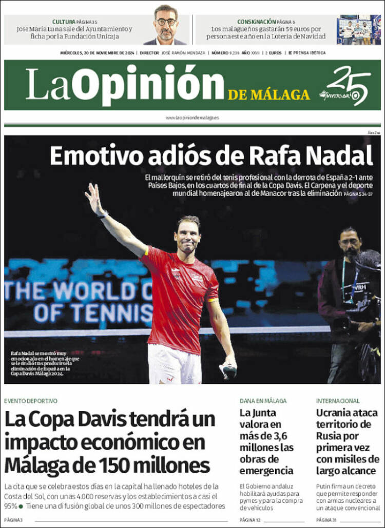 Portada de La Opinión de Málaga (España)