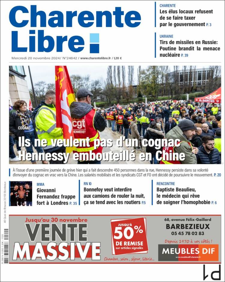 Portada de Charente Libre (Francia)