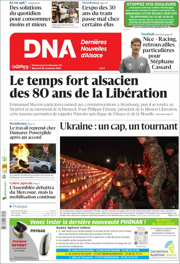 Portada de Les Dernières Nouvelles d'Alsace (Francia)
