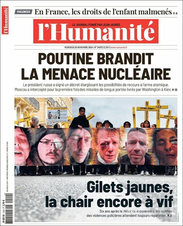 Portada de l'Humanite (Francia)