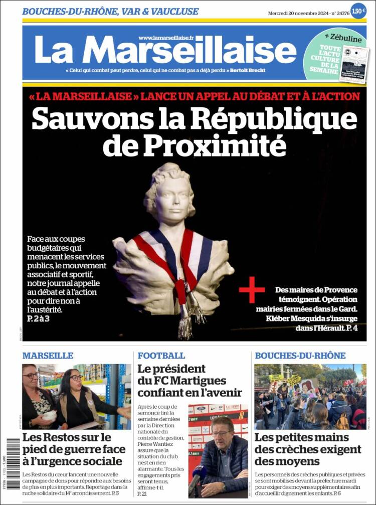 Portada de La Marseillaise (Francia)