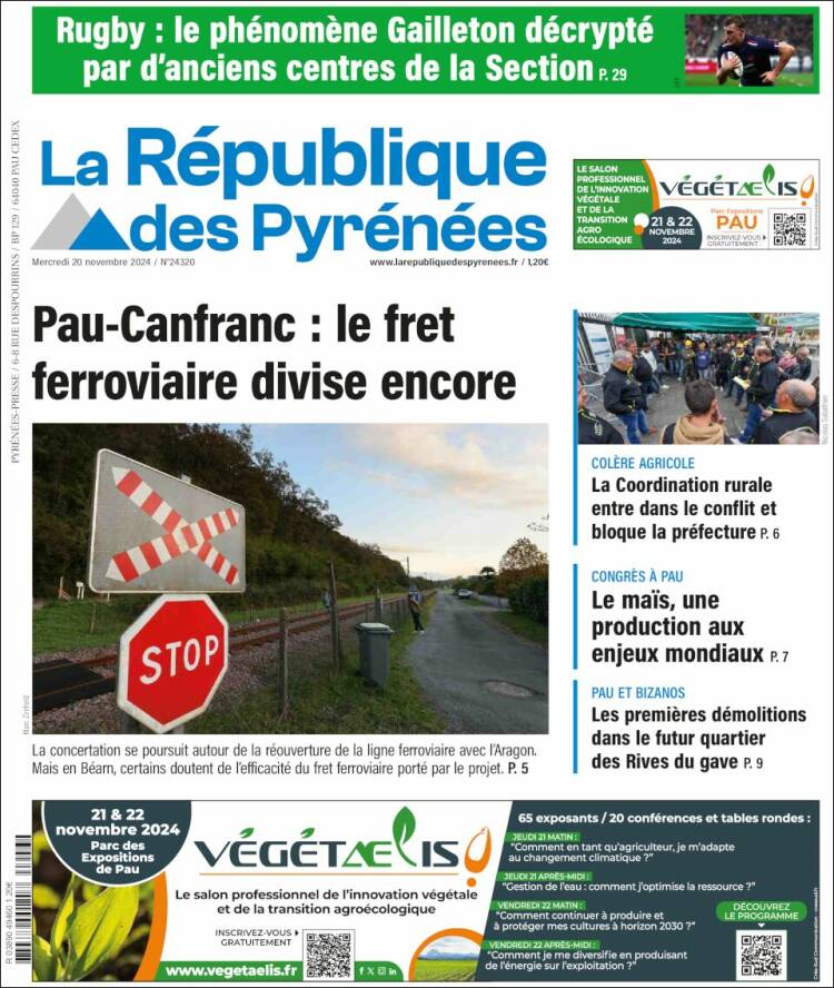 Portada de La République des Pyrénées (Francia)