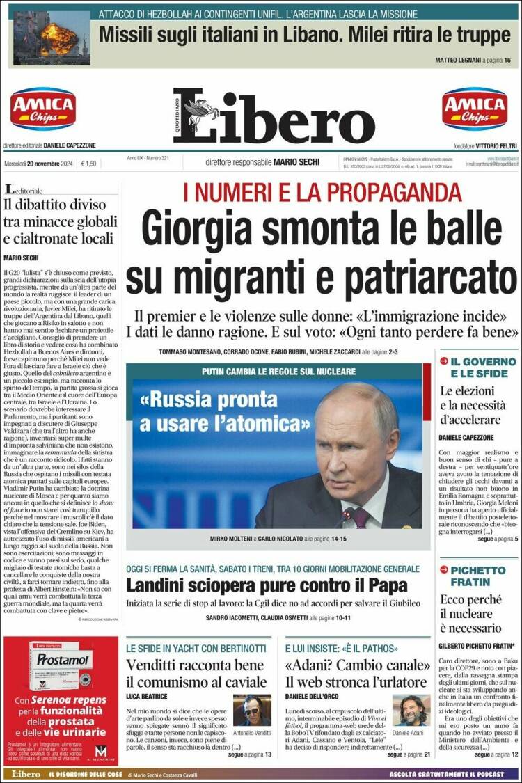 Portada de Libero (Italia)