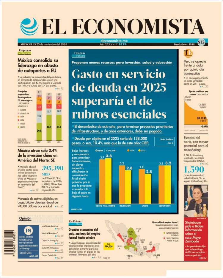 Portada de El Economista (Mexique)