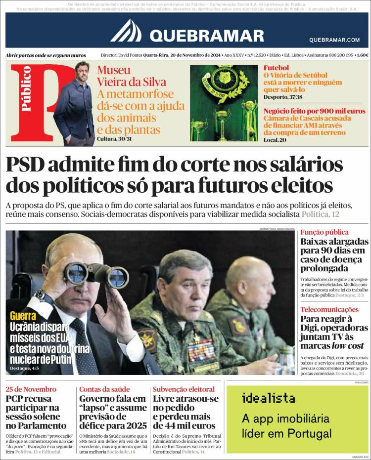 Portada de Público (Portugal)