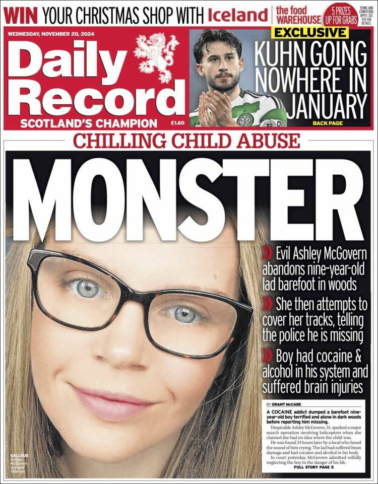 Portada de Daily Record (Reino Unido)