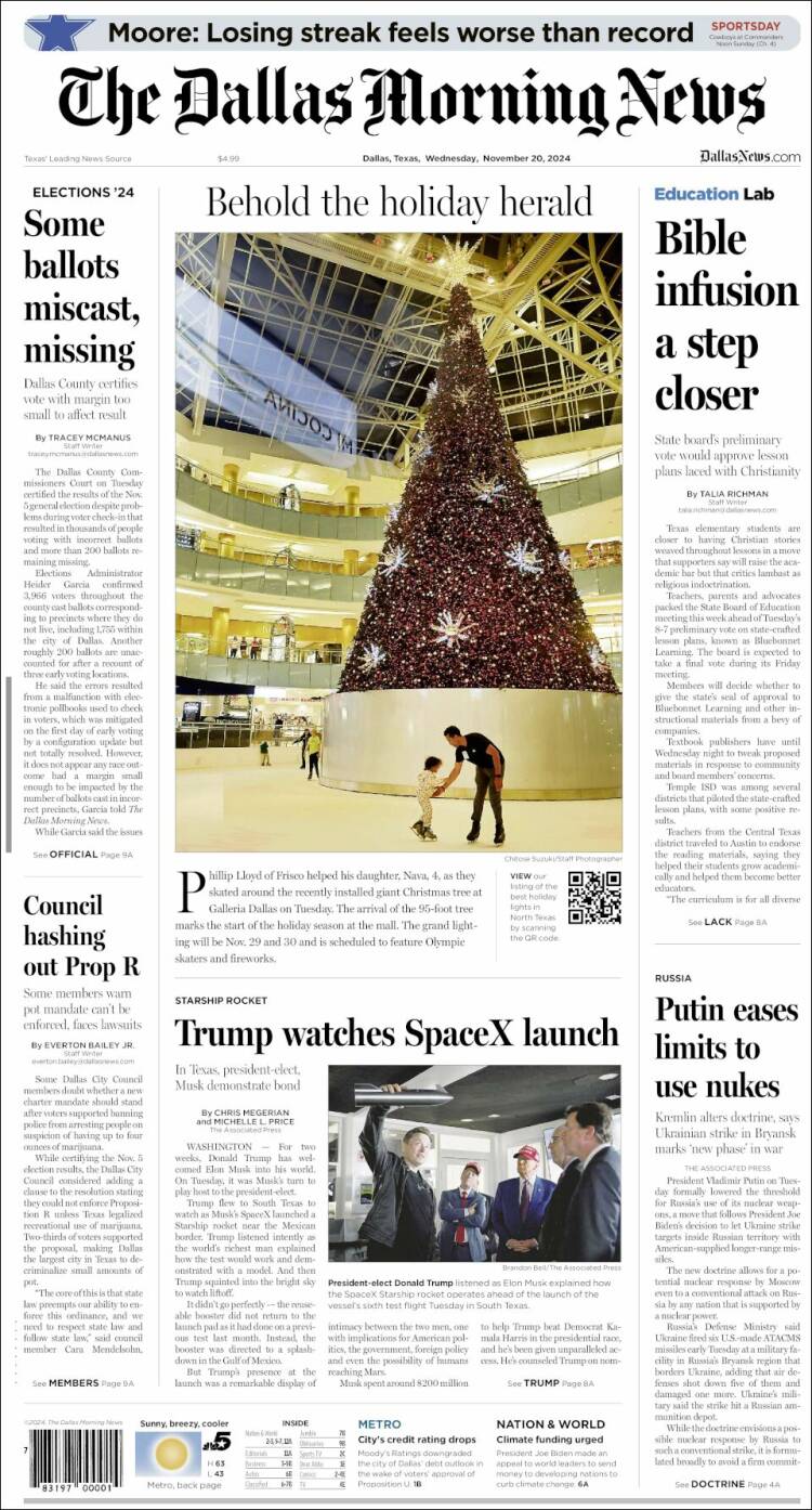 Portada de Dallas Morning News (États-Unis)