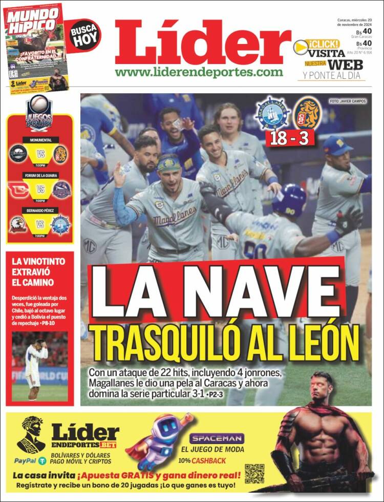 Portada de Lider en deportes (Venezuela)
