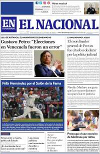 Portada de El Nacional (Venezuela)