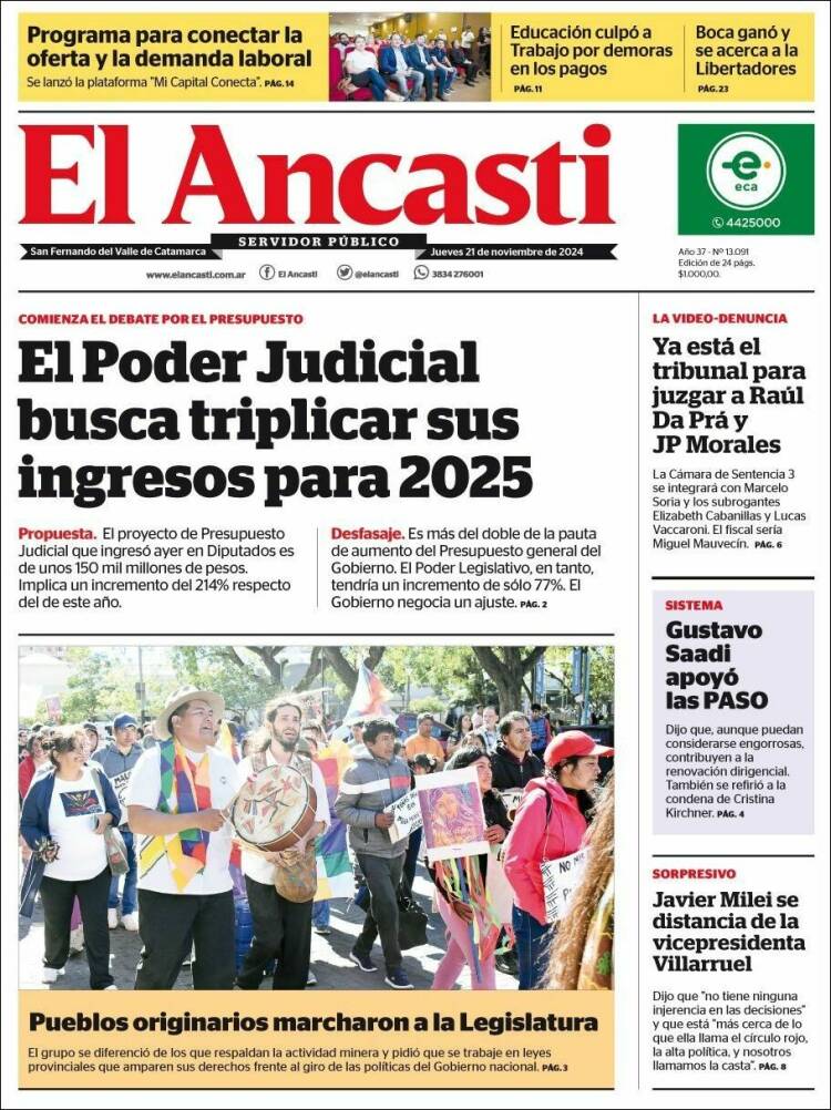 Portada de El Ancasti (Argentina)