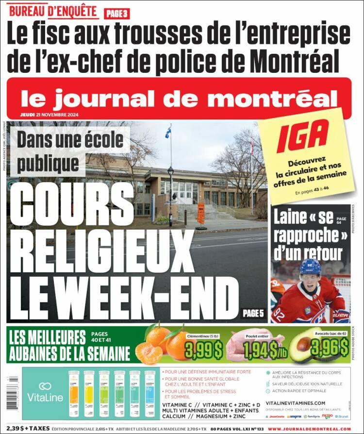 Portada de Le Journal de Montréal (Canadá)