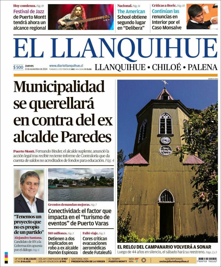 Portada de El Llanquihue (Chili)