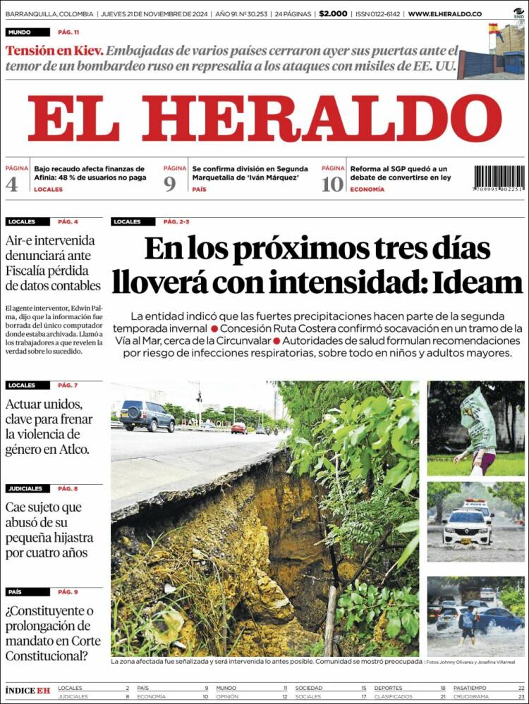 Portada de El Heraldo (Colombia)