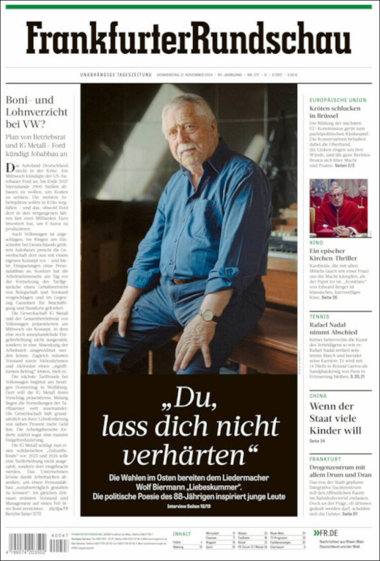 Portada de Frankfurter Rundschau (Allemagne)