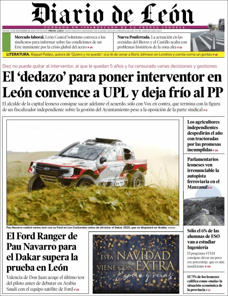 Portada de Diario de León (Espagne)