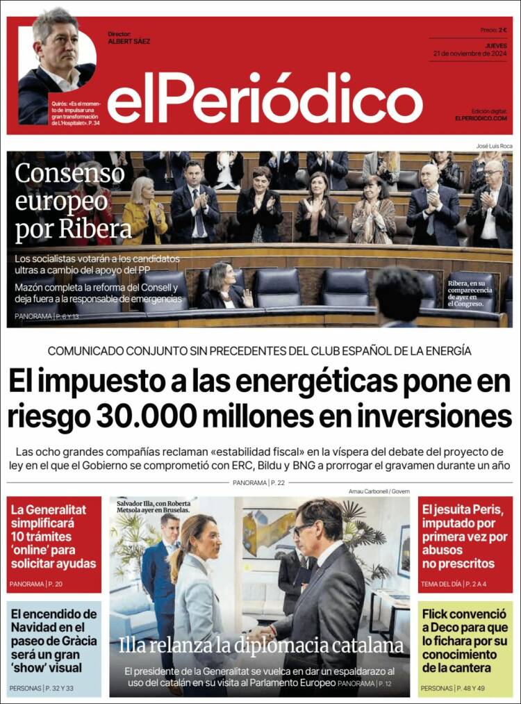 Portada de El Periódico (Espagne)