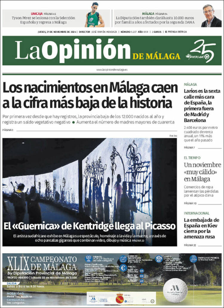 Portada de La Opinión de Málaga (Spain)