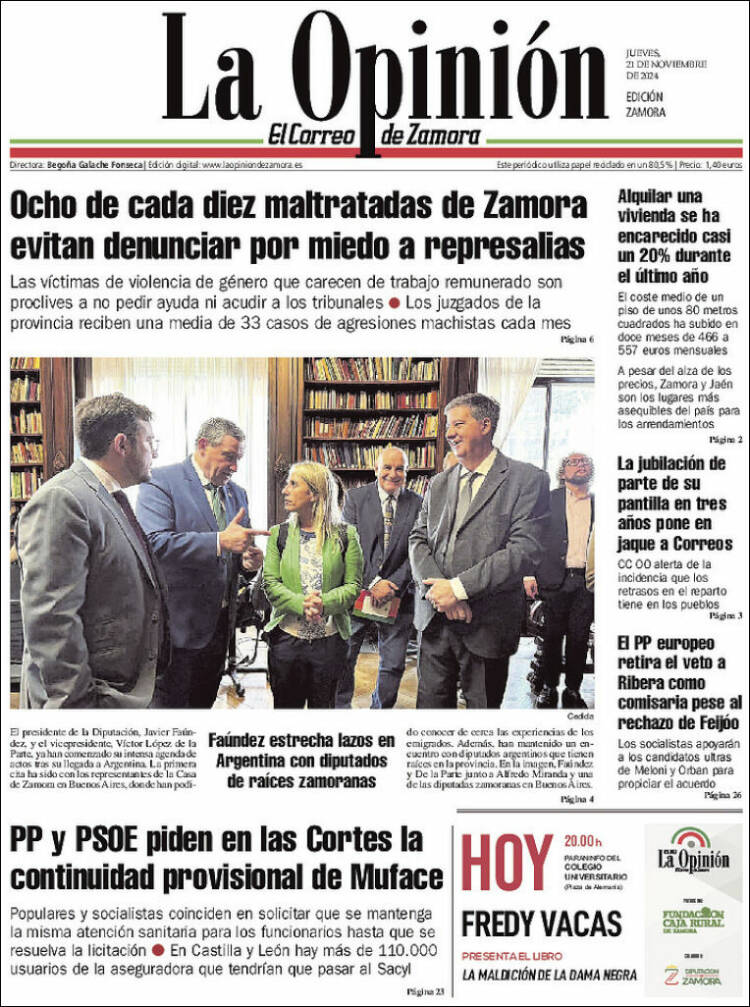 Portada de La Opinión - El Correo de Zamora (España)