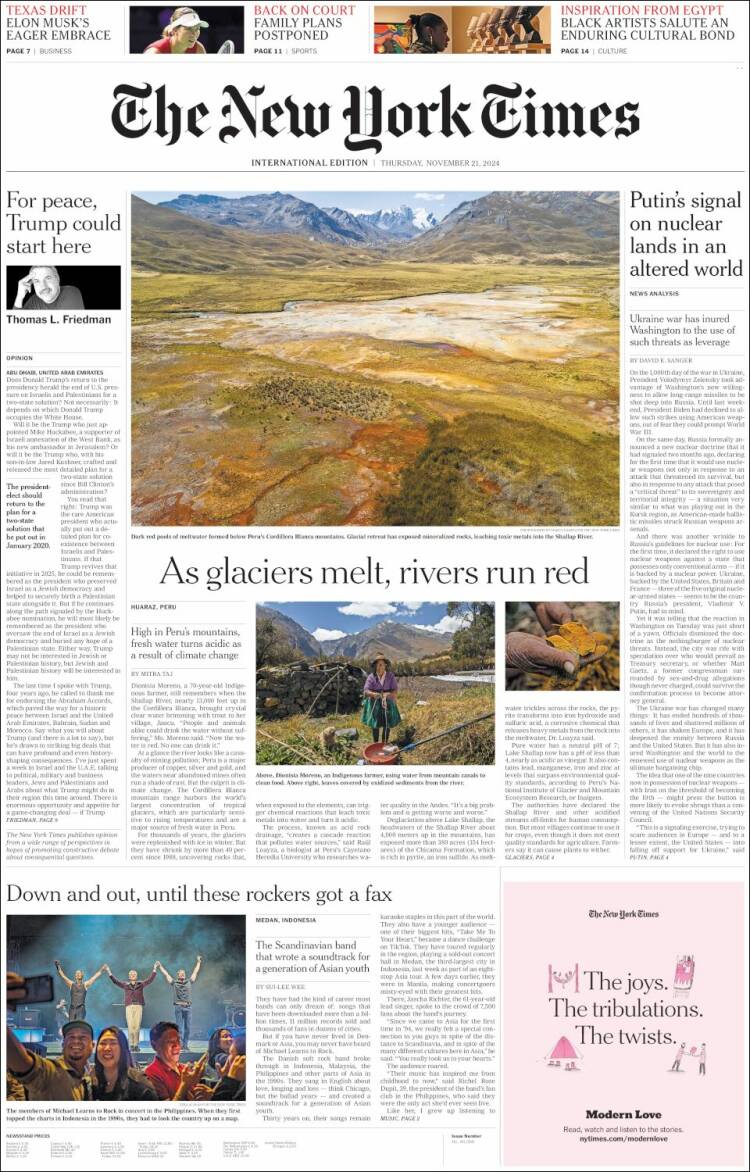 Portada de International New York Times (Europe)