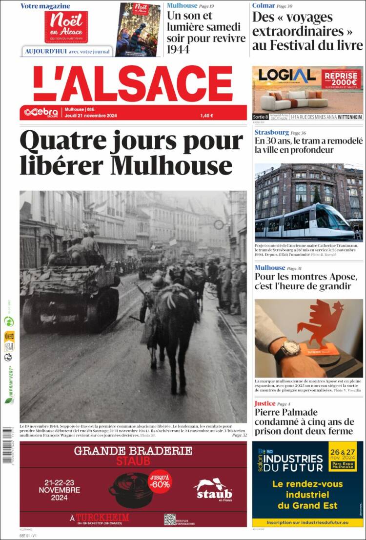 Portada de Journal L'Alsace (Francia)