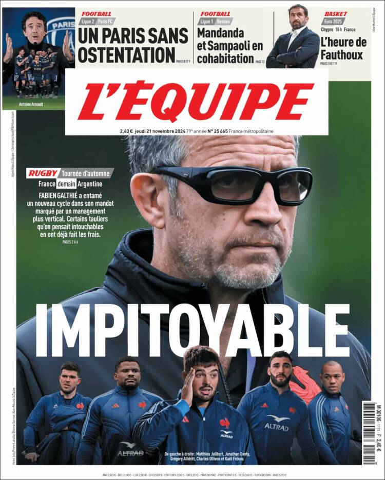 Portada de L'Equipe (Francia)