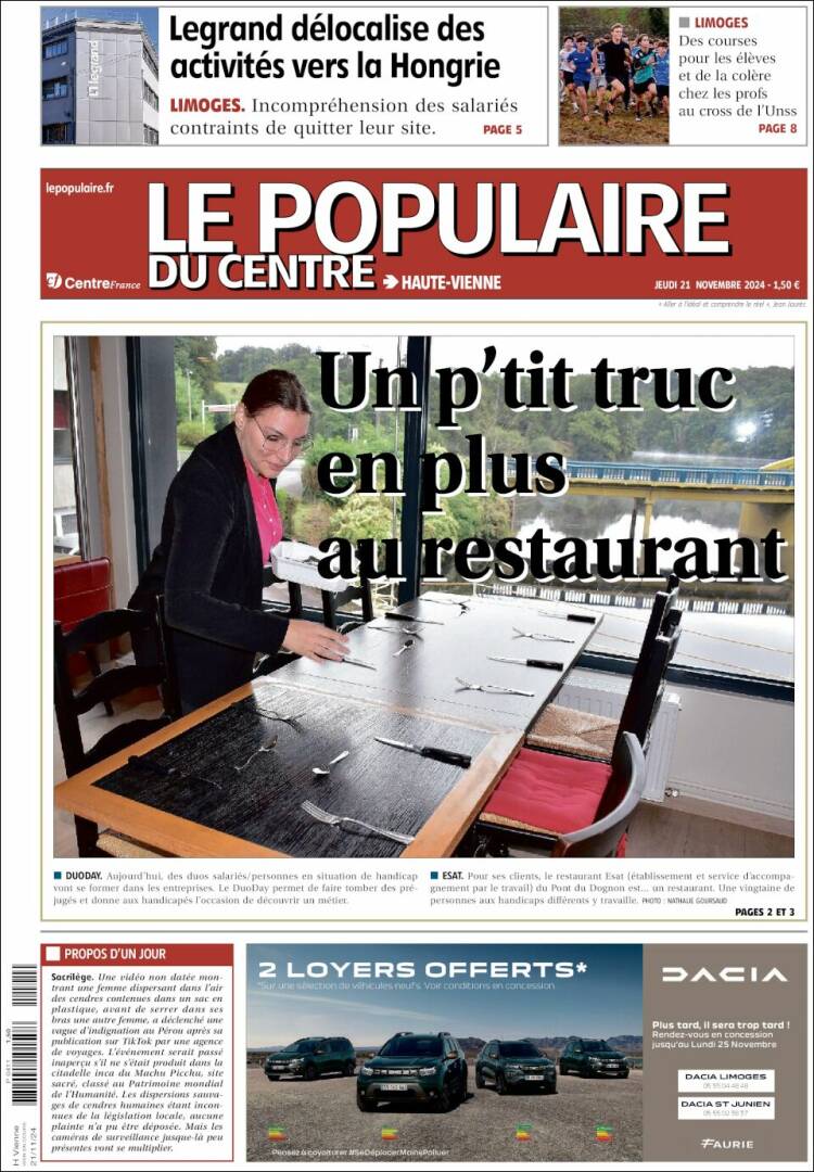 Portada de Le Populaire du Centre (France)